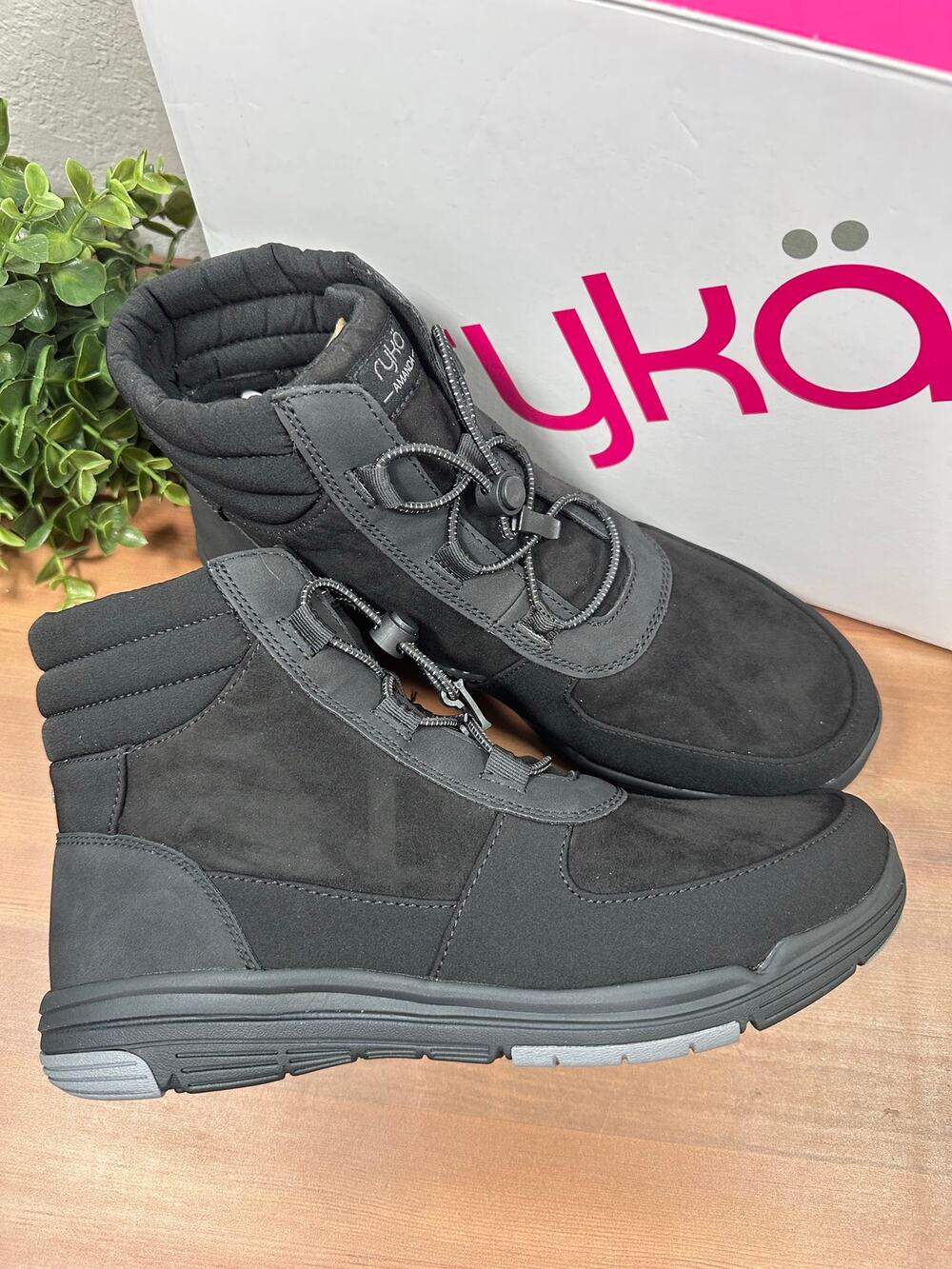 Ryka Women's Amanda Wide Bungee Ankle‎ Boots Black Size 9W